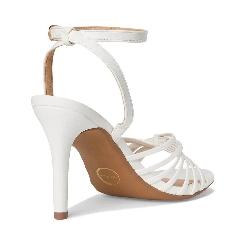 Journee Collection Vanita Sandals Women's US 8 White Leather Ankle Strap GAL1595
